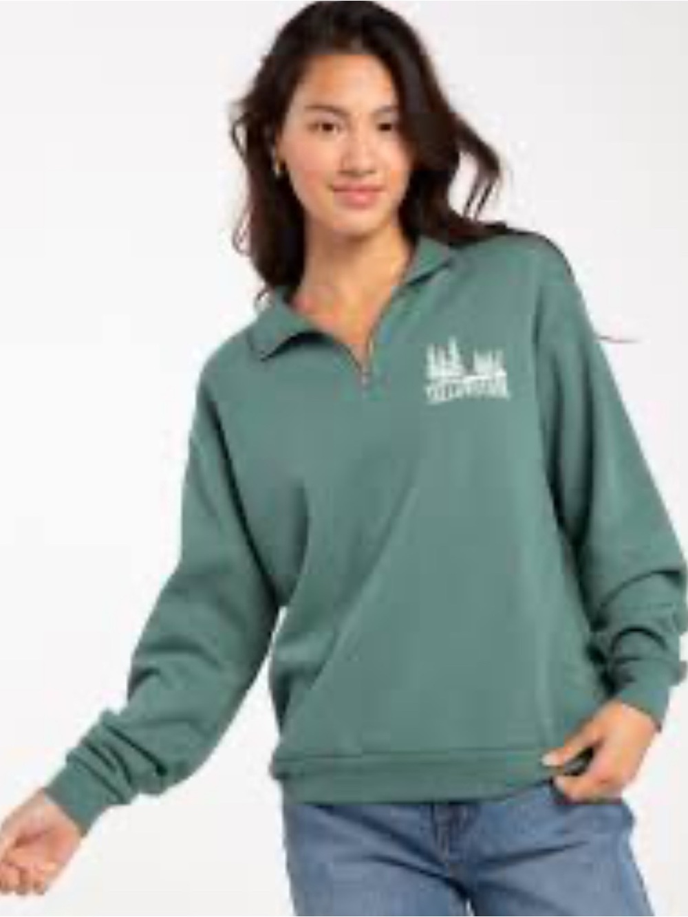 Full Tilt Sage Green Quarter-Zip Pullover size-X-Small Casual